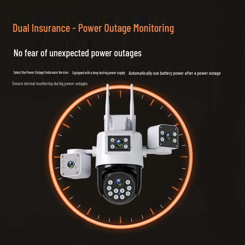 4G Rotating Surveillance Camera with Three Lenses, 360° Panoramic View, No Recharge Needed, Waterproof & Remote Access