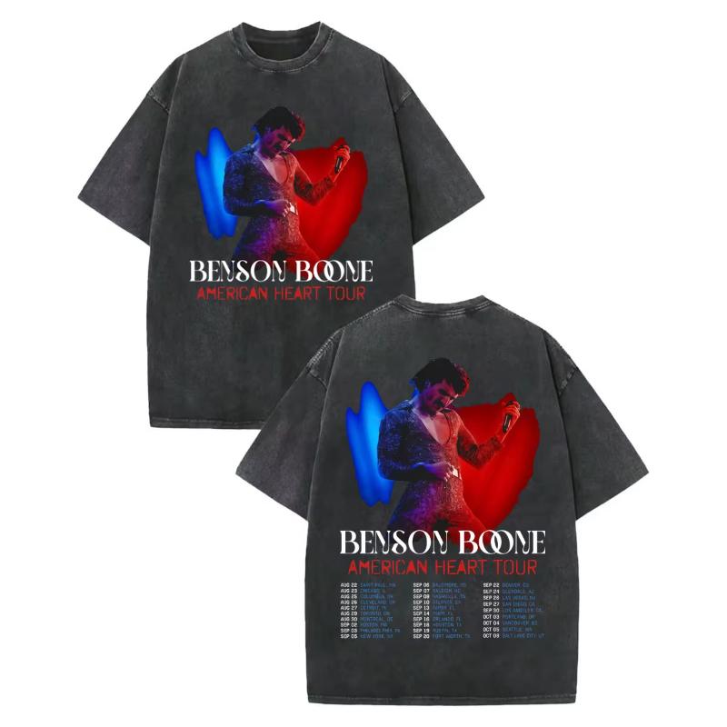 

Benson Boone Fireworks Rollerblades Merch Tshirt American Heart World Tour T Shirt Unisex Women Rock Retro Washed Tshirts M