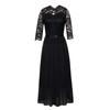 European Chiffon and Lace Round Neck Evening Dress for Women