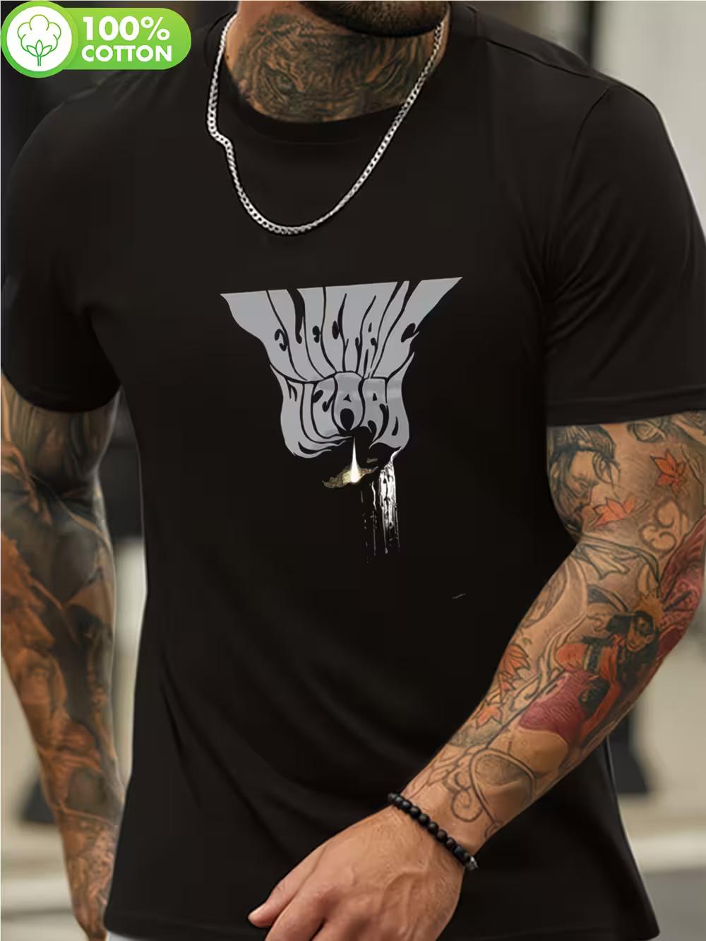 Men s Electric Wizard Black Masses Heavy Metal Band T-Shirt - X-Large Vintage Rock Tee with Front & Back Electric Guitar & Logo Print S