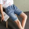 Spodenki dżinsowe dla dziewczynek w dużych rozmiarach, wiosenne, elastyczne, z wysokim stanem, luźne, zgrywanie, spodnie z szerokimi nogawkami