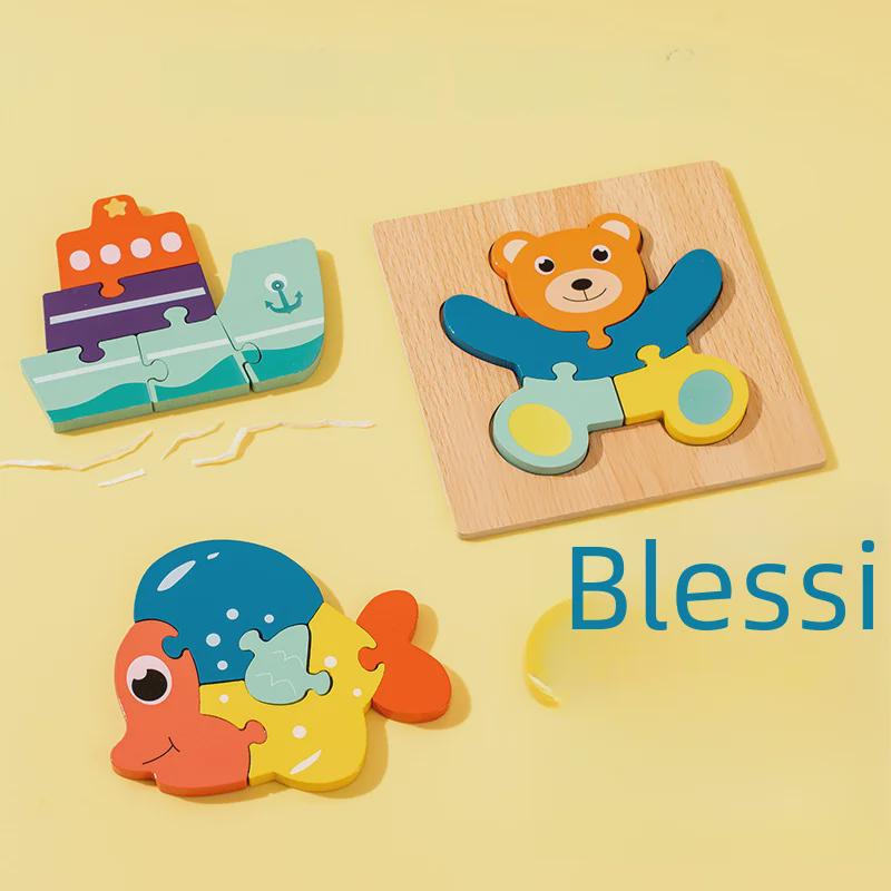 Kids' Wooden 3D Animal and Transport Ocean Puzzle - Early Learning Toy