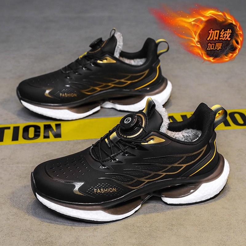 Rotating button winter cotton shoes student running shoes shock absorption casual running sneakers