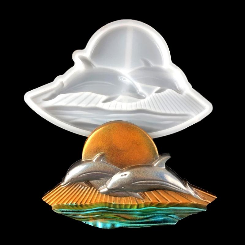 Sun Dolphin Resin Mold Semi-stereoscopic Silicone Molds Epoxy Casting Mould for Wall Hanging Mount Decor DIY Crafts