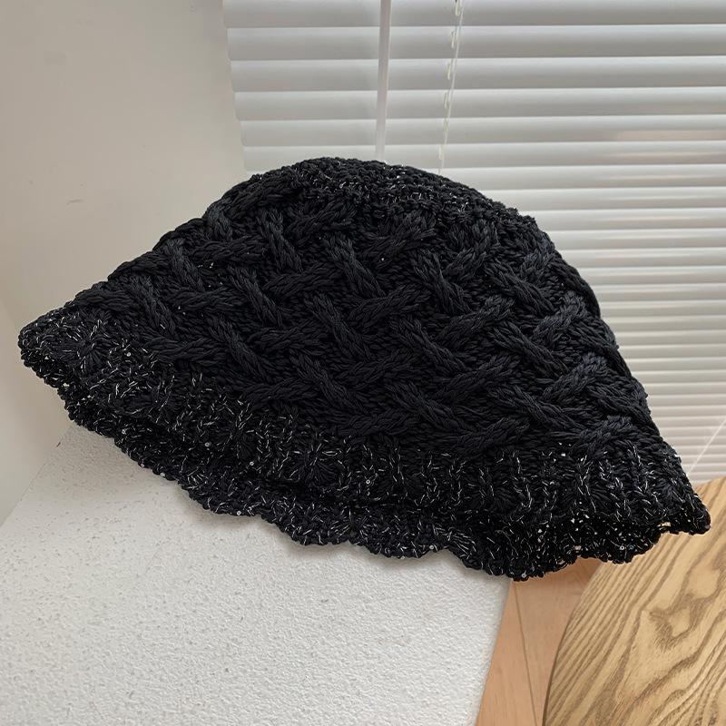 

Женская летняя ажурная плетеная шляпа-федора, дышащая, солнцезащитная, шляпа-ведро, шляпа большого размера one size