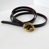 Gold Bronze Metal Buckle PU Leather Knotted Belt Long Thin Adjustable Waist Belts Women Female Dress Coat Suit Decoration Straps