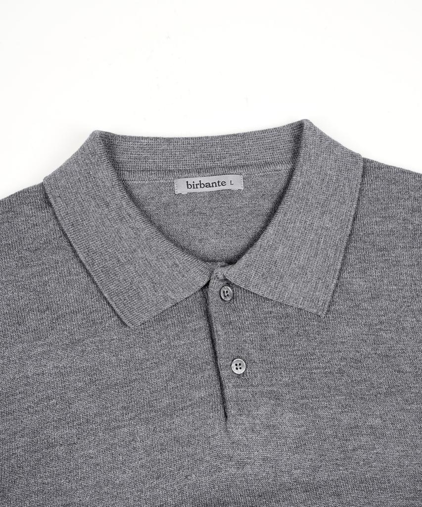 BIRBANTE Soft Washable Collared Knit - Melange Grey