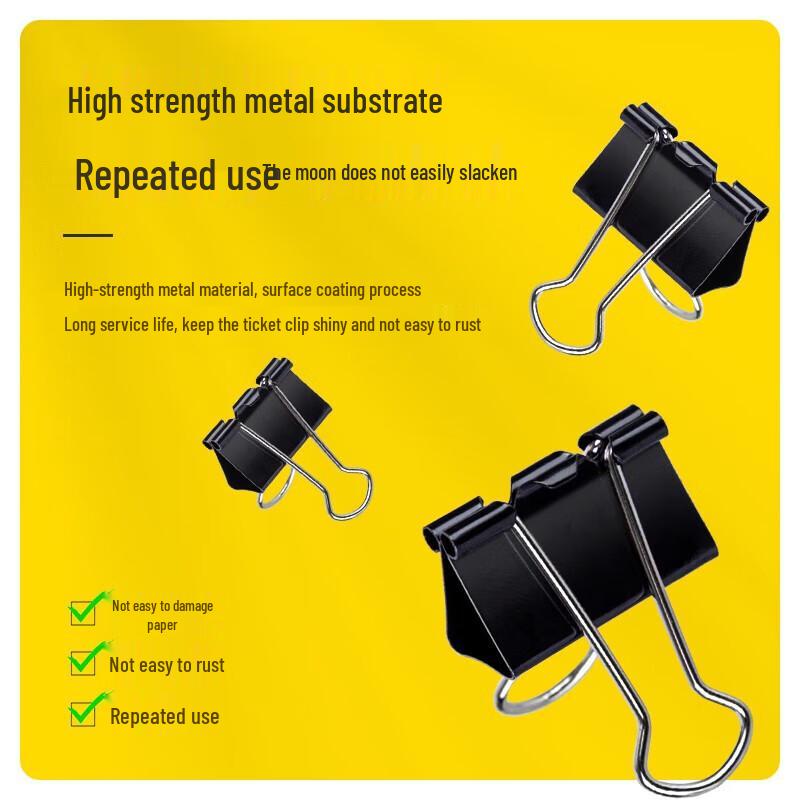 Deli 15mm Black Metal Binder Clips, 60-Pack