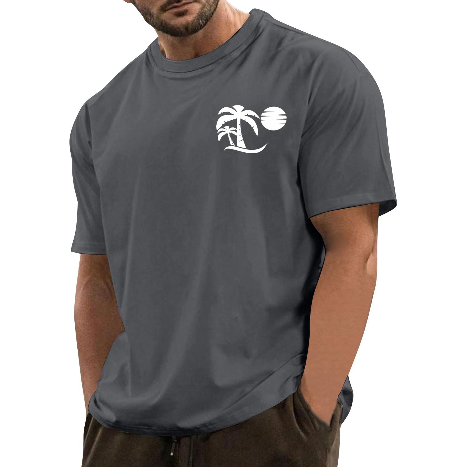 

Мужская модная повседневная футболка с круглым вырезом и короткими рукавами с гавайским принтом XXXL