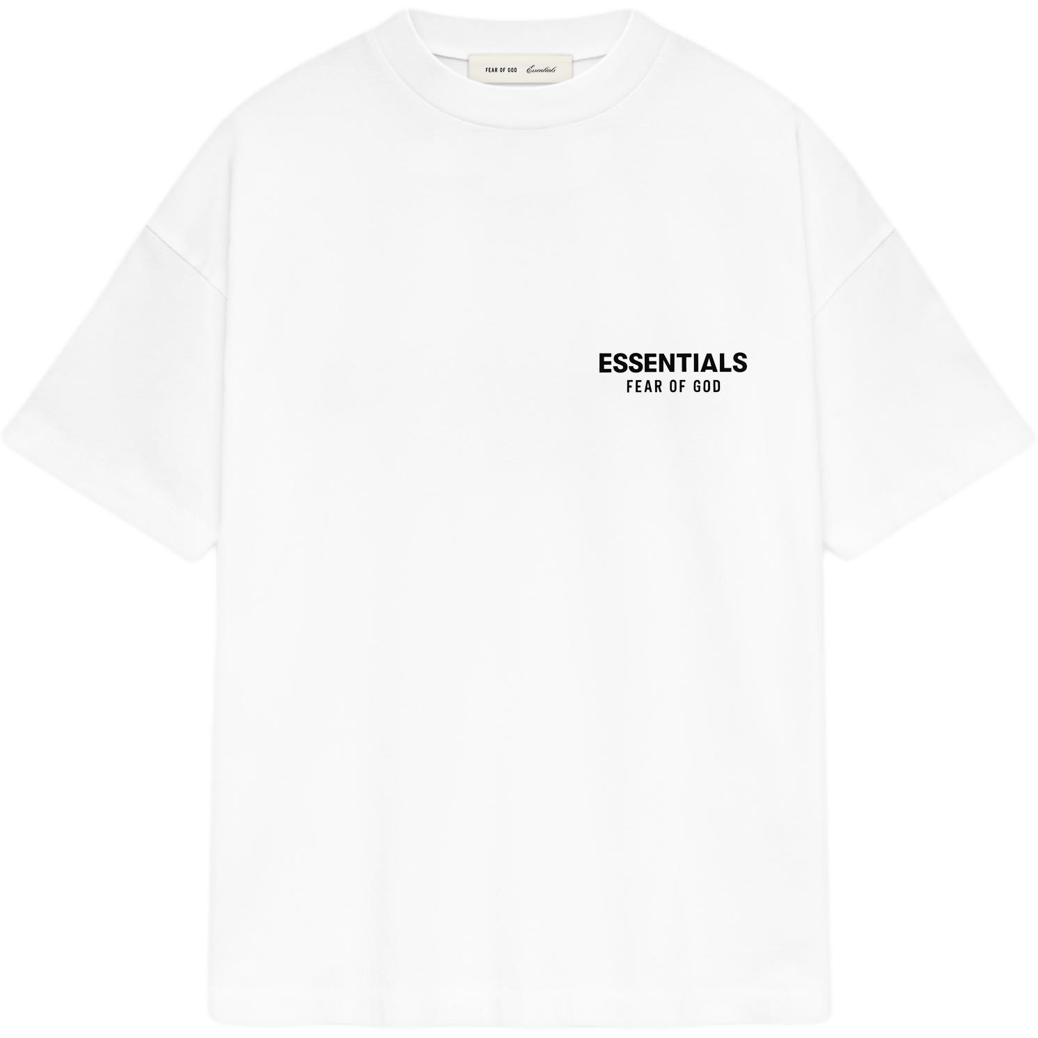 

Fear Of God Essentials Classic Fit T-Shirt Bright White Letter Print Comfortable Short Sleeve T-Shirt Unisex tops 125AS264173F XS