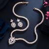 CMM Shiny Gold Color Leaf Shape Zirconia Wedding Necklace Earrings Set