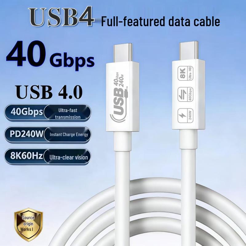 Thunderbolt 4 Data Cable Type-C Male to Male, 40Gbps High-Speed, PD240W Charging, 8K Mirroring