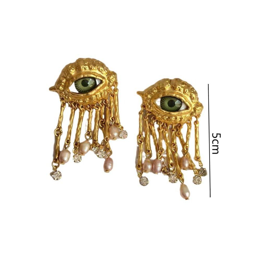 Pozlacené oko otevřené prsten Pearl střapec Punk náušnice Osobnost oko náušnice klip Women