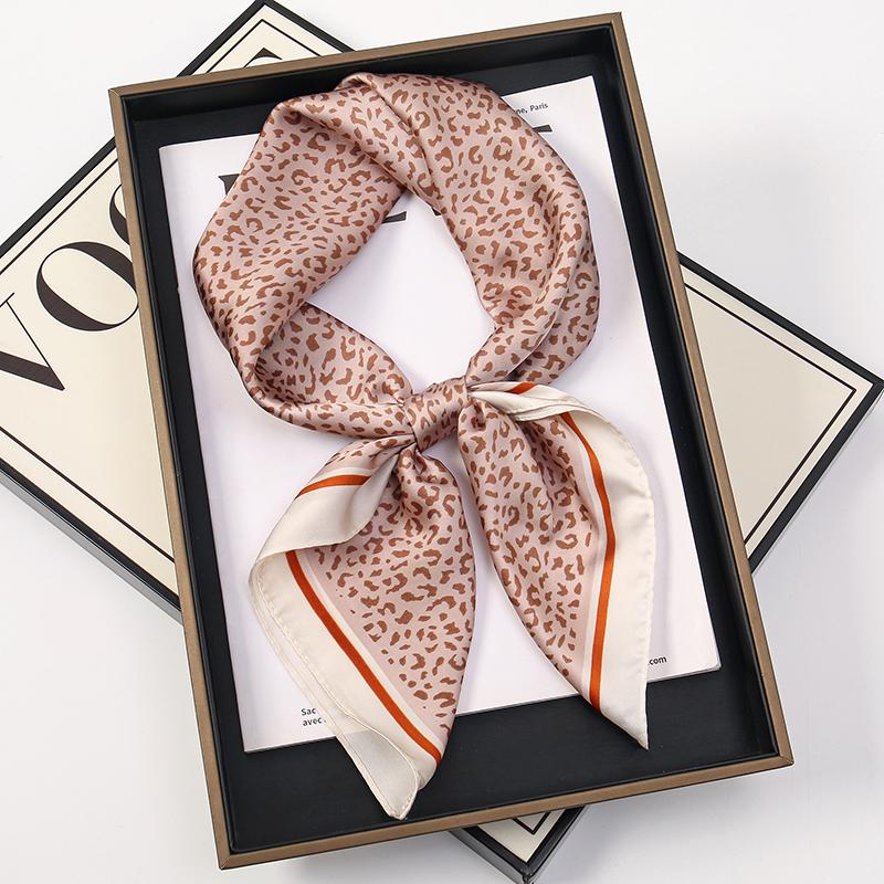 Luxury Leopard Dotted Print Designer Scarf Women 70x70cm Square Silk Scarves Bandana Neckerchief Shawl Small Kerchief