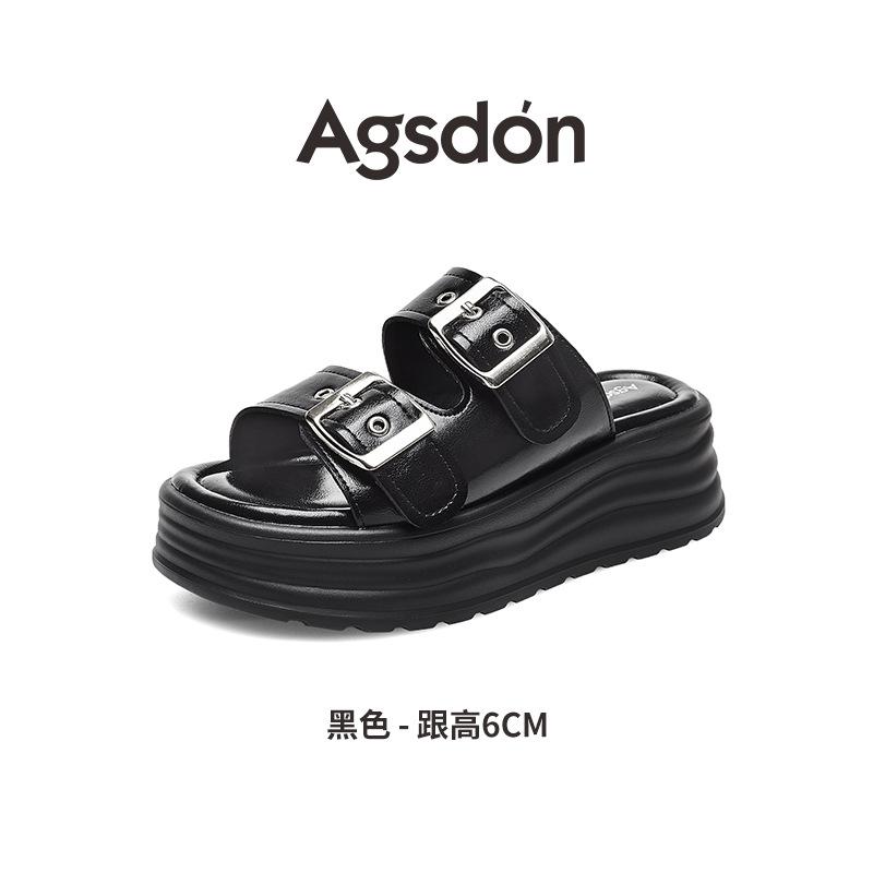 Augustine Platform Slippers Women's Summer Wear 2025 New Casual Muffin Soft-soled Beach with Skirt Sandals