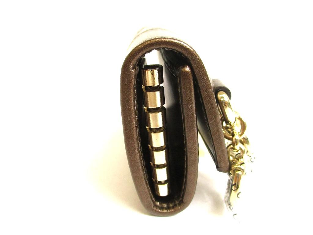 Authentic GUCCI GG Dark Brown Leather Heart Motif 6 Pics Key Chain #a961  Refurbished