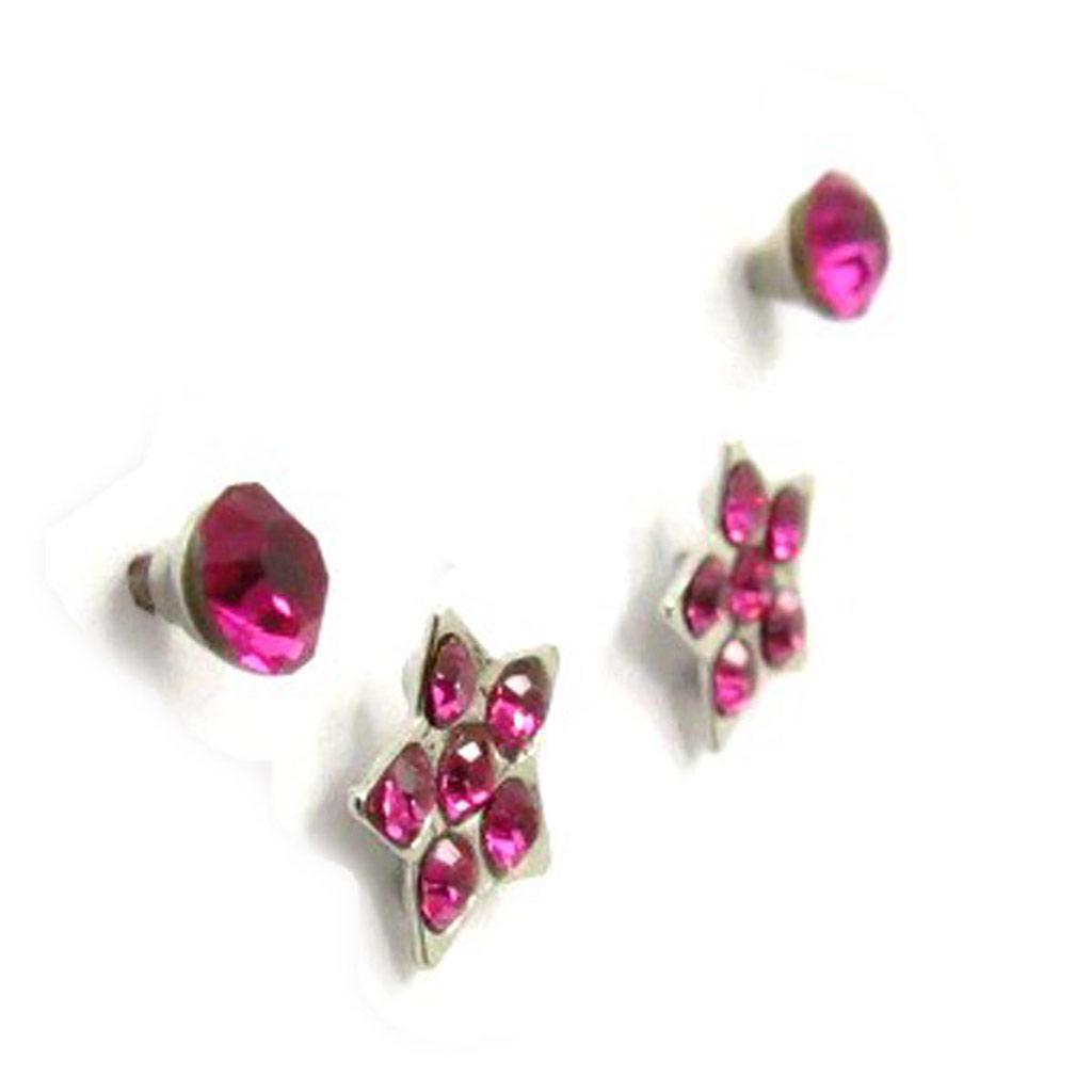 Les Trésors De Lily [J6250] - 2 Pairs of Pink 'Sissi' Earrings