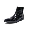 Men's Autumn Shiny Pointed Toe High-Top Chelsea Leather Boots - British Style, Formal or Casual.