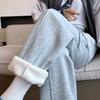 Sweatpants Women's Autumn and Winter New Loose Casual Pants Slimming Fleece Thickened Sweatpants High Waist Small Man Tied Feet