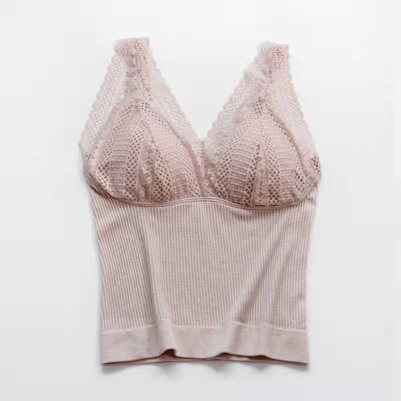 

Женский кружевной топ-майка для весны и лета, нижнее белье с нагрудной подушечкой, топ без рукавов one size