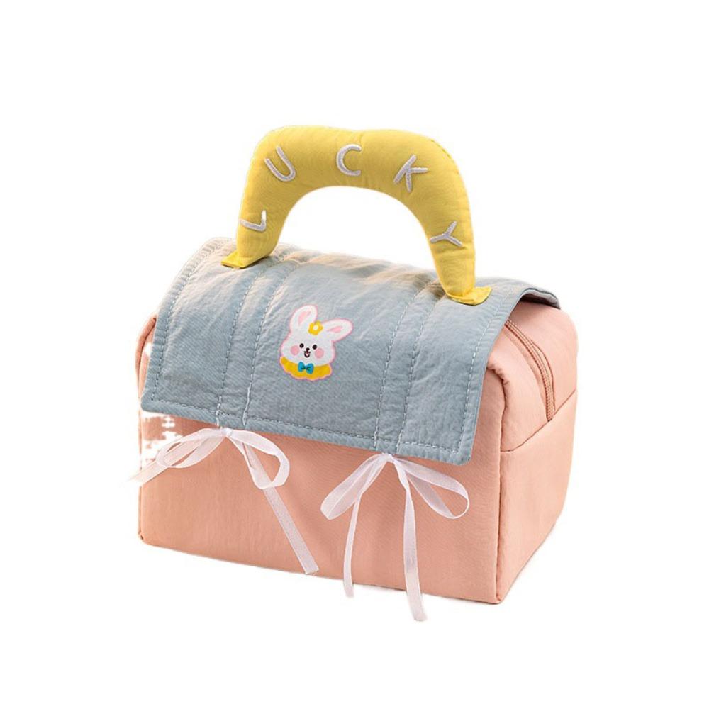 Dopamine Color Handheld Cosmetic Case House-shaped Toiletry Bag Cute Cabin Makeup Bag  Storage Bag розовый