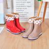 Shoes women's flat low adult medium tube rain shoes women's velvet short tube fashion summer boots women's non-slip rain boots women's anti-shoes