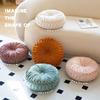 Nordic Minimalist Round Cream Plush Throw Pillow with Artistic Embroidery