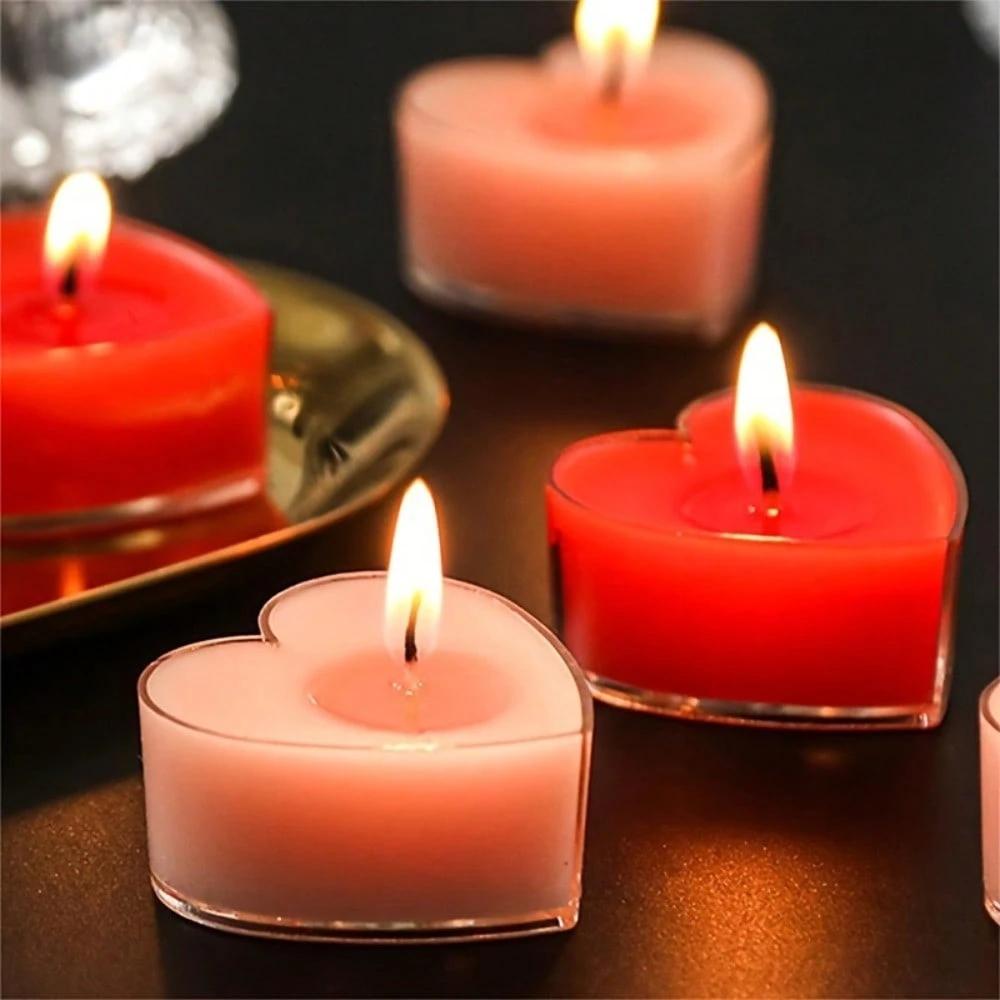 9/18Pcs Heart Shaped Candles Aromatherapy Candle For Valentines' Day Confession Birthday Wedding Gift Home Party Table Decor