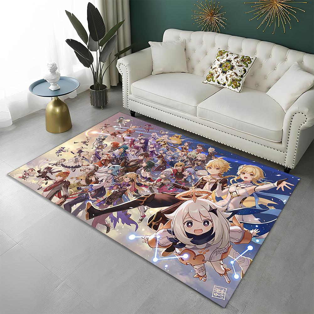 Game Genshin Impact Gamer Cartoon  Carpet Rug for Home Living Room Bedroom Sofa Doormat Decor,Child Area Rug Non-slip Floor Mat