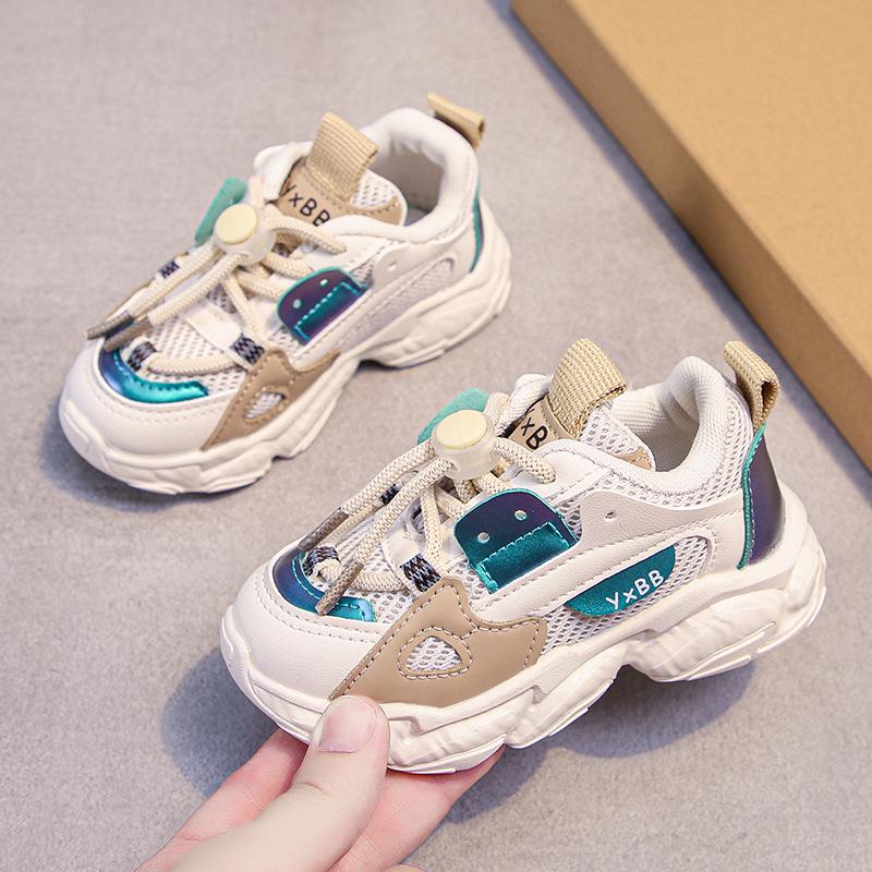 

Детские дышащие сетчатые кроссовки 2025 - Модная весенне-осенняя обувь для девочек, мальчиков и малышей Size 22 бежевый