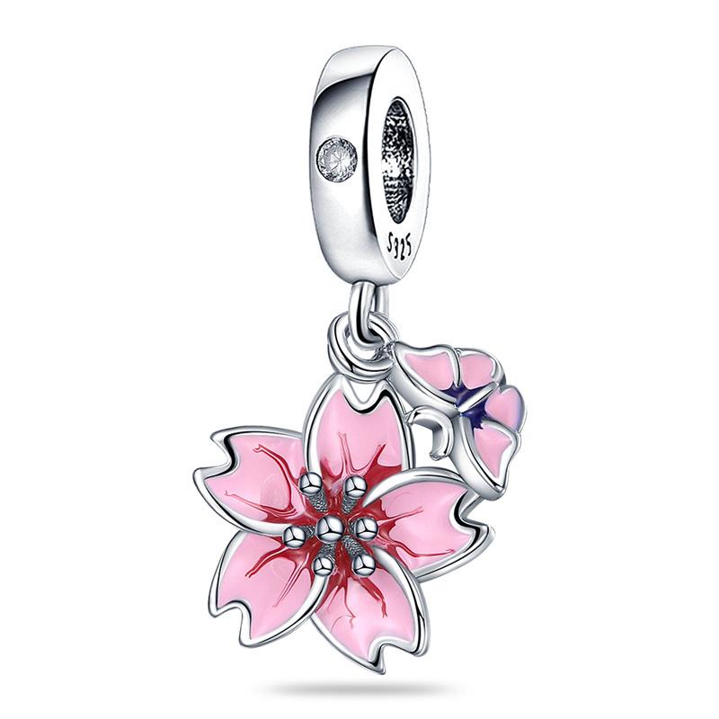 New Copper Exquisite Butterfly Flower Collection Charm Beads For Original 3Mm Bracelet Women Diy Jewelry Gift