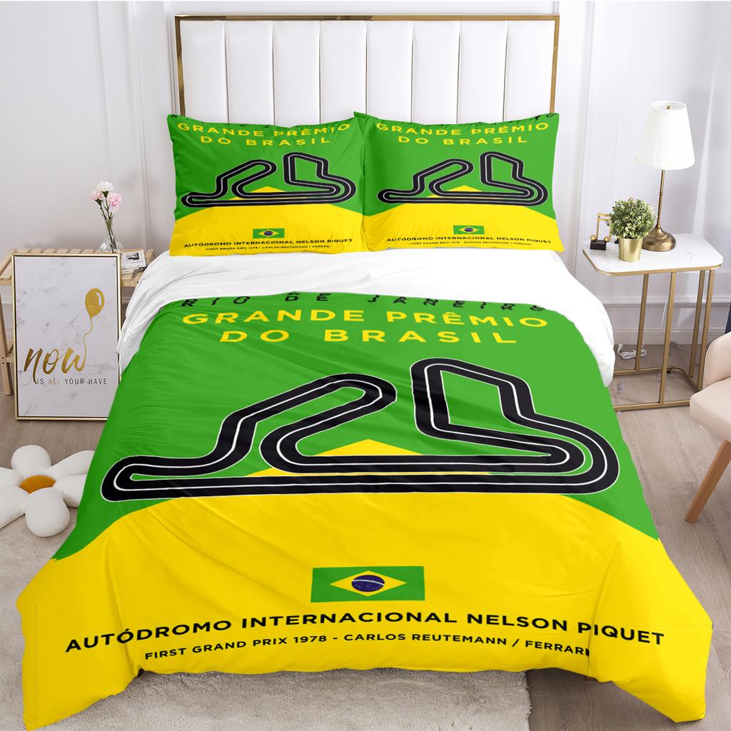 F1 International Track Duvet Cover Comforter Bedding Set Soft Quilt Cover and Pillowcases for Teens Boy Single/Double/Queen/King