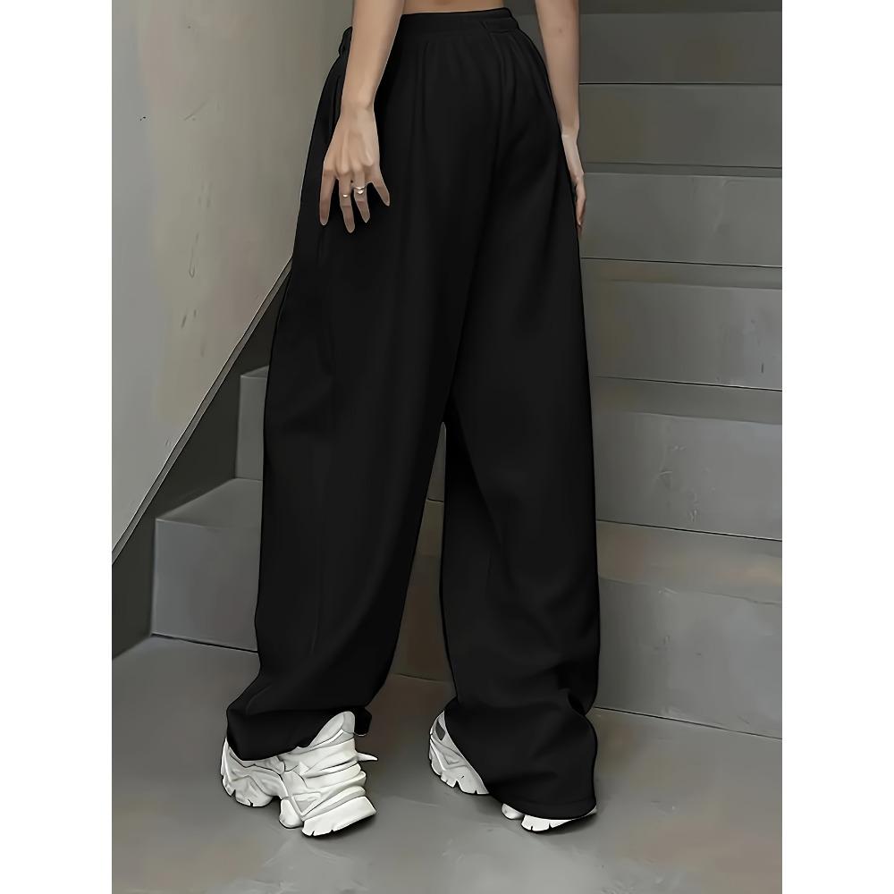 Women's Winter Warm Letter Printed Jogging Pants - Elastic Drawstring Straight Leg Pants, Suitable for Casual Wear and Daily Wear