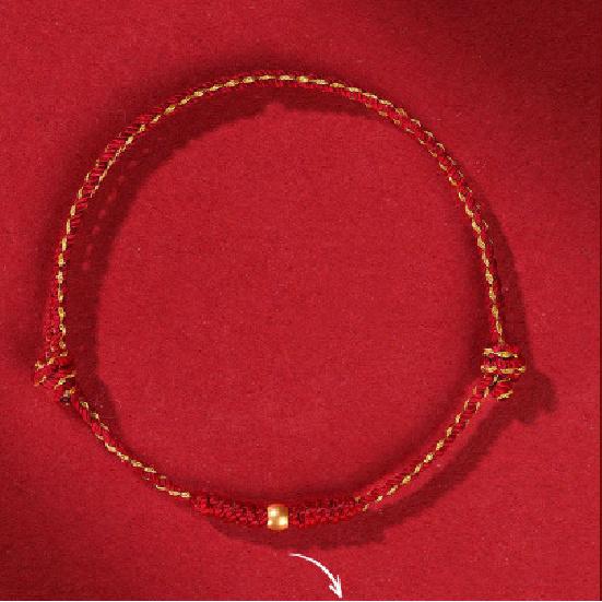 

Jinfuyun is a light luxury niche exquisite high-end gold alloy red string bracelet, a gift for those born in the Horse zodiac Pure Gold Bead Red Bracel