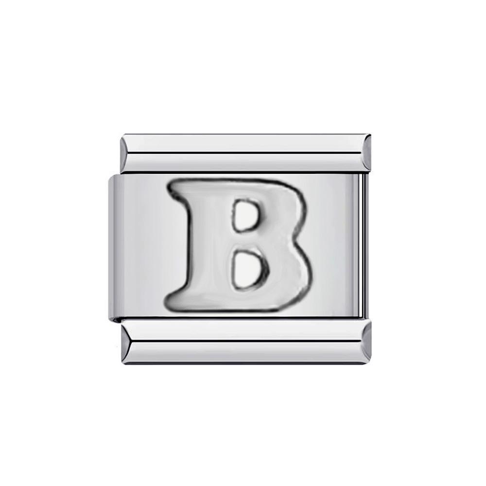 26 English A-Z Letter Name Custom Silver Color 9mm Link Charms Italian Stainless Steel Bracelet DIY Jewelry Making Hand Chain