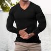 Mens V Neck Long Sleeve Shirts Solid Color Textured Dressy Sweaters Blouses Fall Fashion Loose Outfits 2025