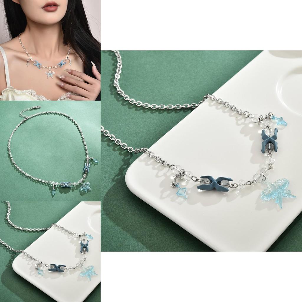 Star Shape Charming Crystal Inlaid Necklace For Sweethearts Elegant Design For Gift Giving