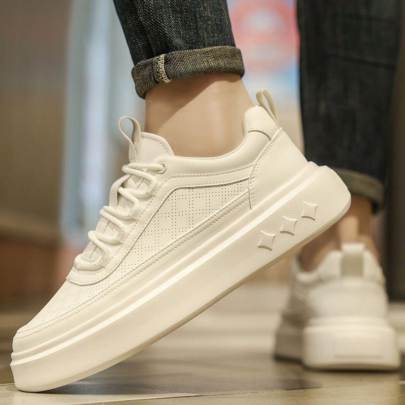 Men's 2025 Summer Breathable Casual White Sneakers - Non-slip, Thick Sole, Versatile Sports Shoes