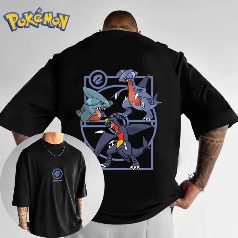 Pokémon Eevee Anime Front and Rear Printed Harajuku T-shirt Summer Men's and Y2K Loose Casual Short-sleeved Top