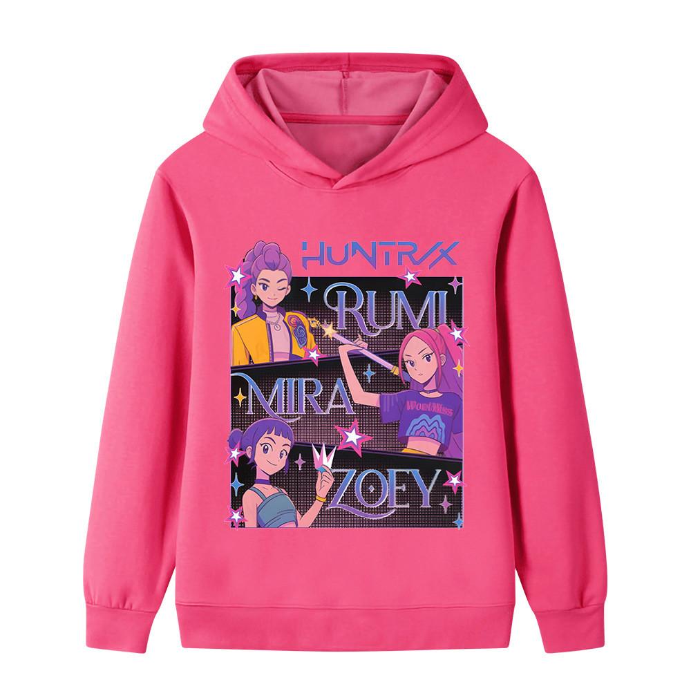 B1225 Kids Boys Girls Kpop Rumi Zoey Mira Print Long Sleeves Hoodie