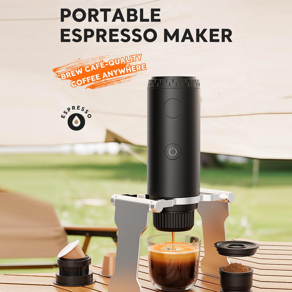  Elektrische Kaffeemaschine (Kapsel- und Pulverbetrieb, 2-in-1) mit 20 Bar Druck, 7800-mAh-Akku (wiederaufladbar) 
