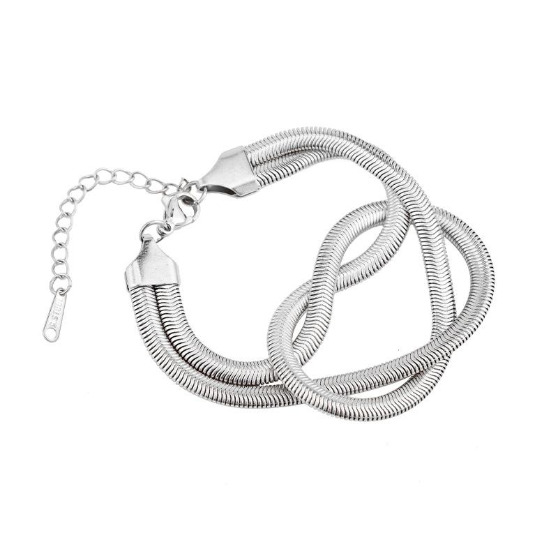Personalized Fashion Bracelet Light Luxury High-end Titanium Steel Snake Bone Chain Does Not Fade Cuban Chain Niche Design