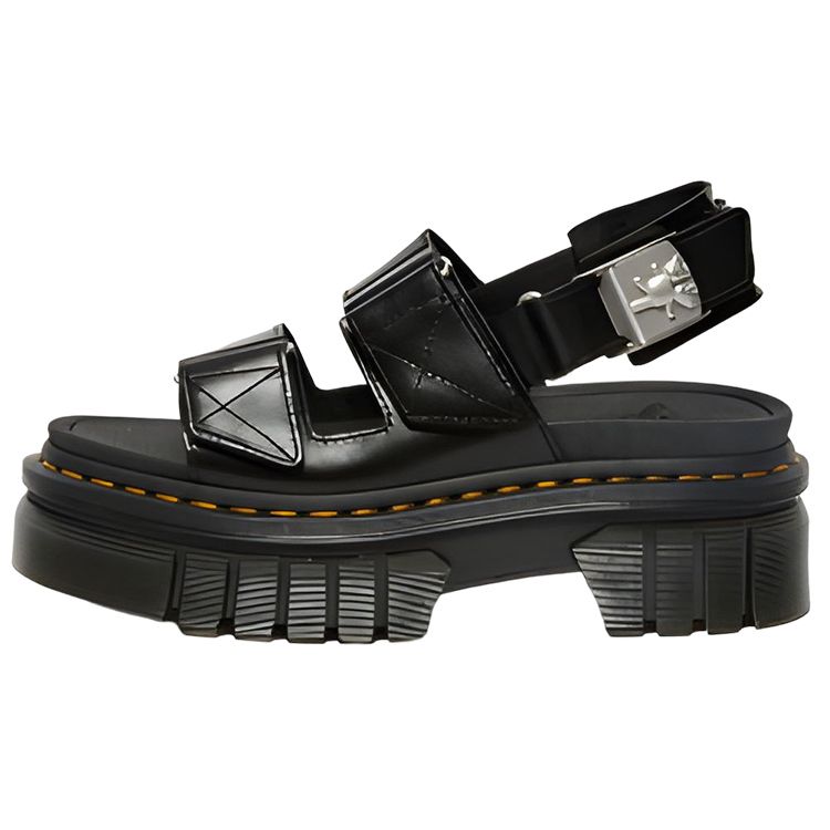 Dr. Martens Heaven Mj X  Ricki 2-Strap Leather Adjustable Buckle Platform Fashion Sandals Women sandals Black 27981001