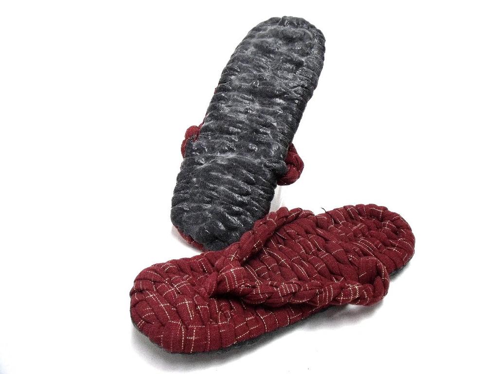 Cloth Japanese Pattern Medium Size [Warajigumi] Elastic-lined Sandals, Brown, (W-32EF), (24cm)