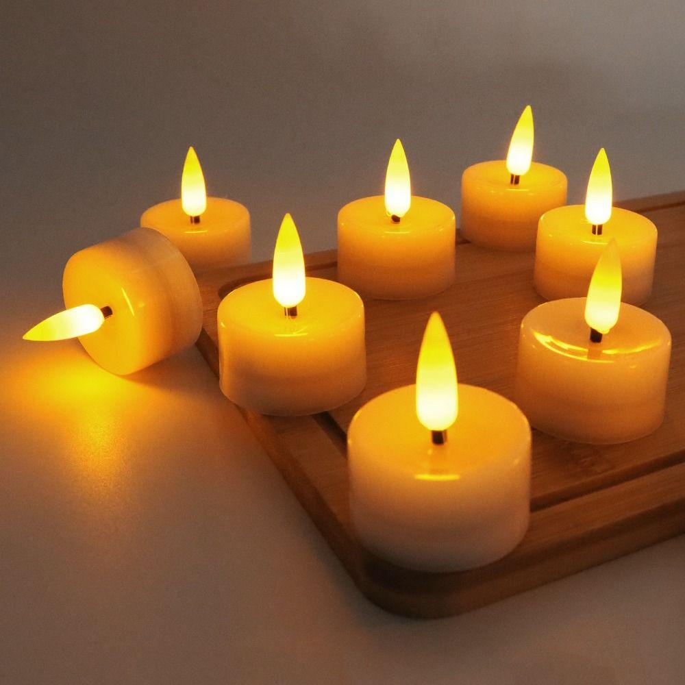 12 Pcs Battery Powered LED Candles Flameless Environmental Friendly Electronic Candle Light Round Flickering LED Wedding Candles