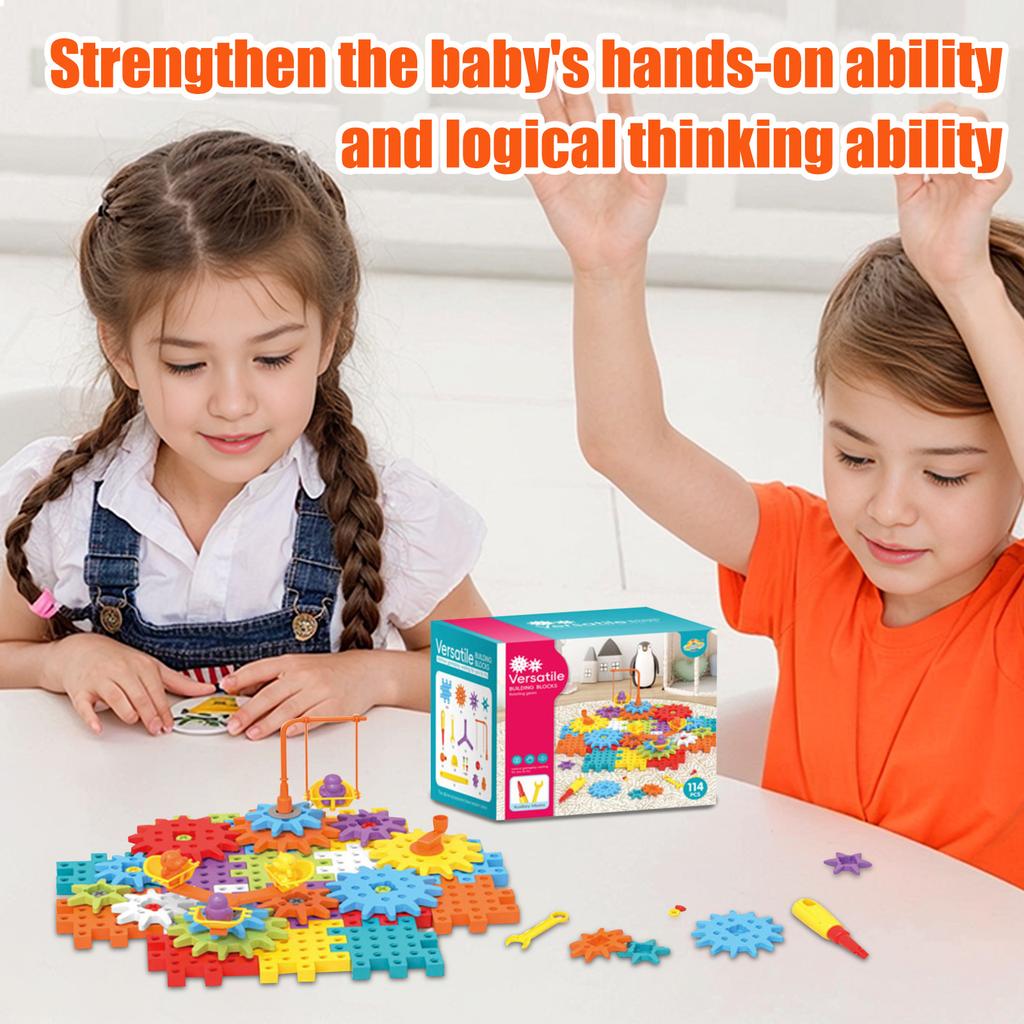 114PCS Electric DIY Educational Building Block, Mechanical Gear Linkage, Children's Educational Puzzle, Building Block Toy