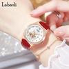 Love Watch Red Leather Strap Diamond Red and White Women's Wristwatch, Stylish, Waterproof, Simple, Business, Cute, Casual, Luxury, Gift,