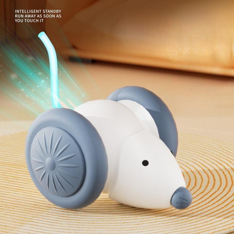 Smart Electric Car Cat Toy Automatic Moving Interactive Toy Color Light Swing Feather Long Battery Life for Indoor Cats