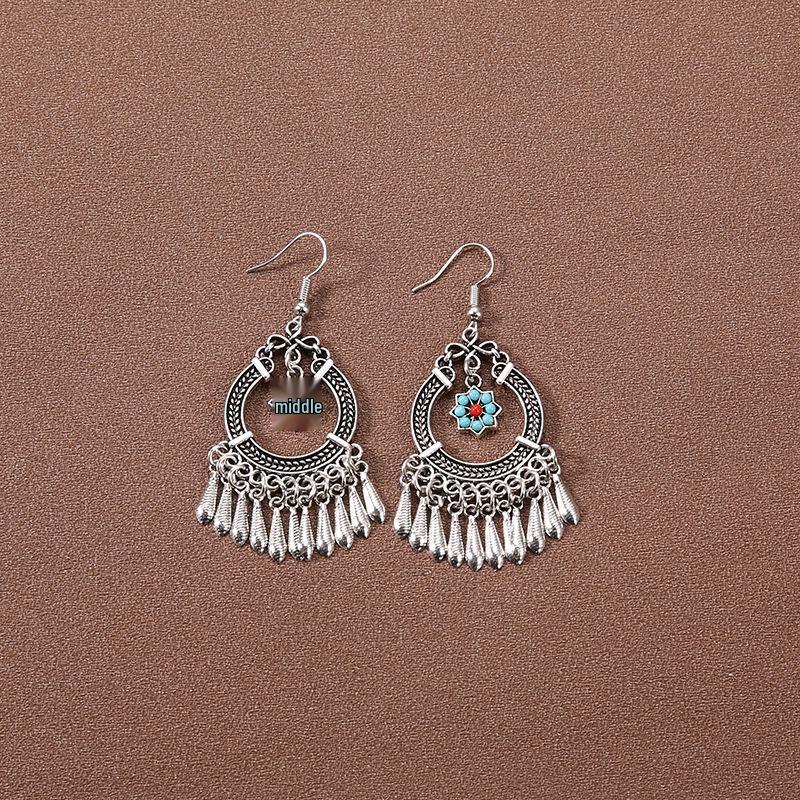 Handmade Retro Bohemian Ethnic Tassel Earrings for Women, Long Thai Style