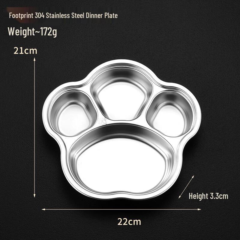 Dedelai 304 Stainless Steel Kids Divided Dinner Plates, 10-Pack